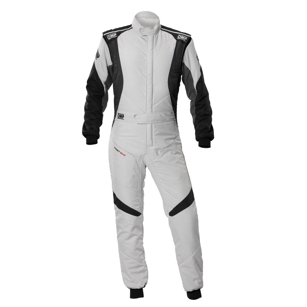 OMP IA0-1874-A01-089-44 Racing Suit First Evo My2025, FIA 8856-2018, Gray / Black, Size 44 Photo-0