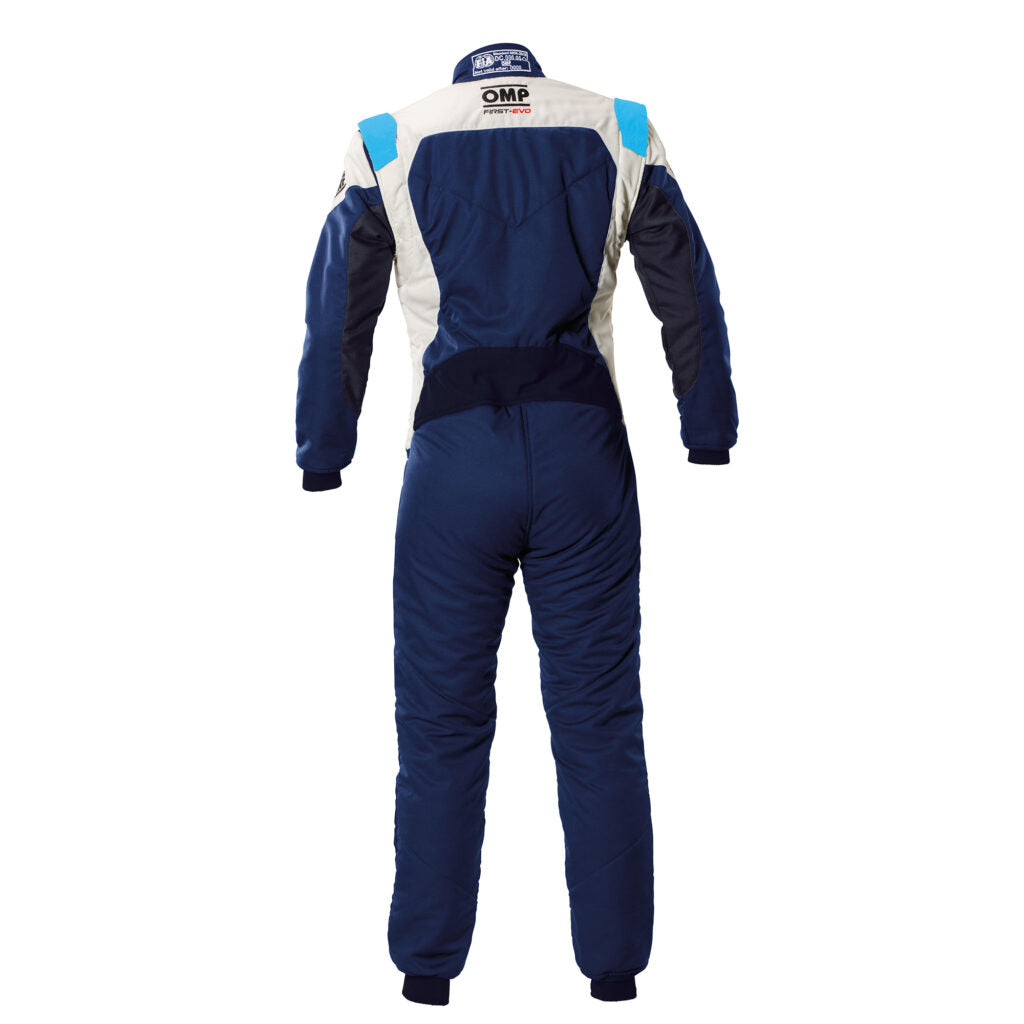 OMP IA0-1874-A01-244-62 Racing Suit First Evo My2025, FIA 8856-2018, Navy Blue / Cyan, Size 62 Photo-1