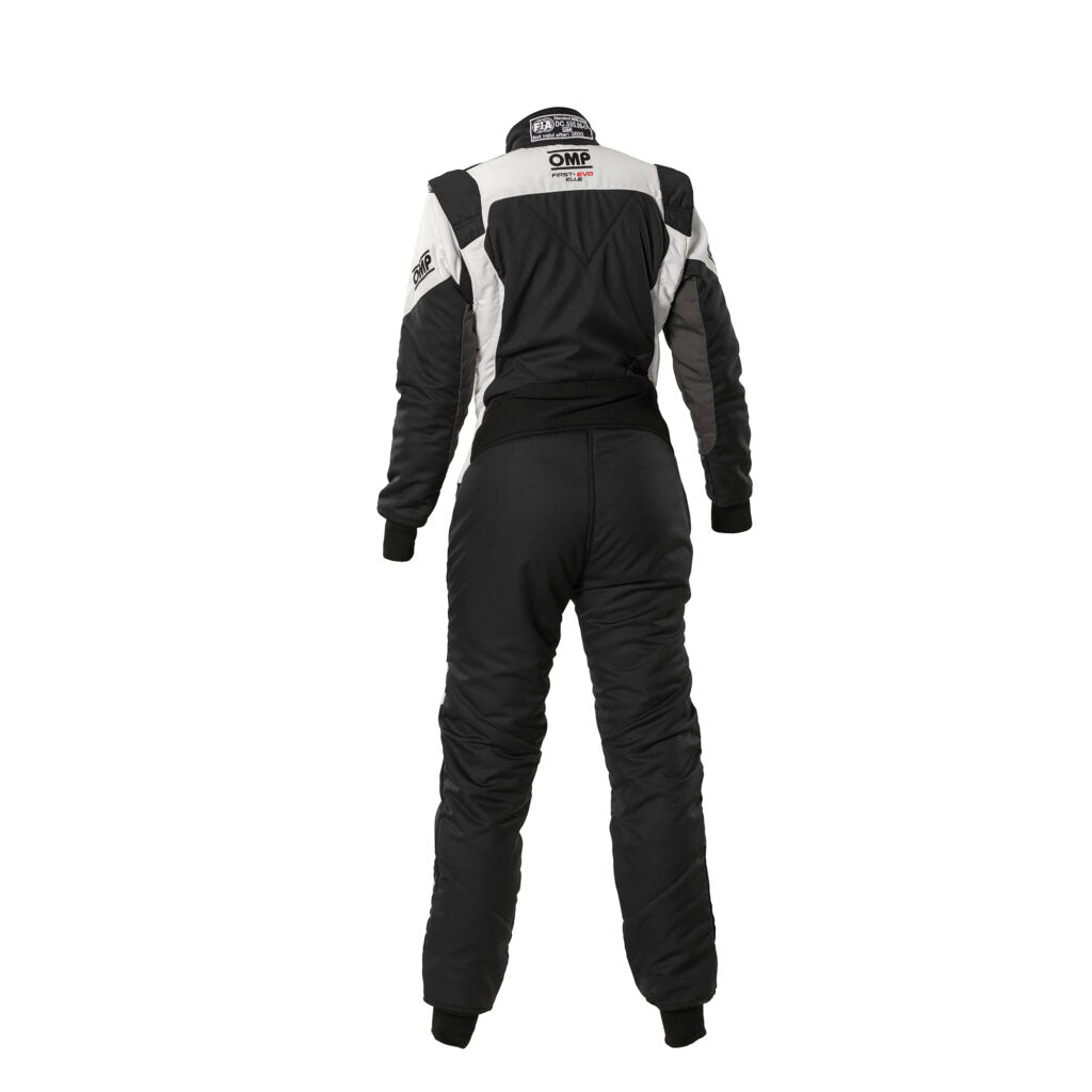 OMP IA0-1874-A02-076-48 Racing Suit First Evo Elle My2025, FIA 8856-2018, Black / White, Size 48 Photo-1