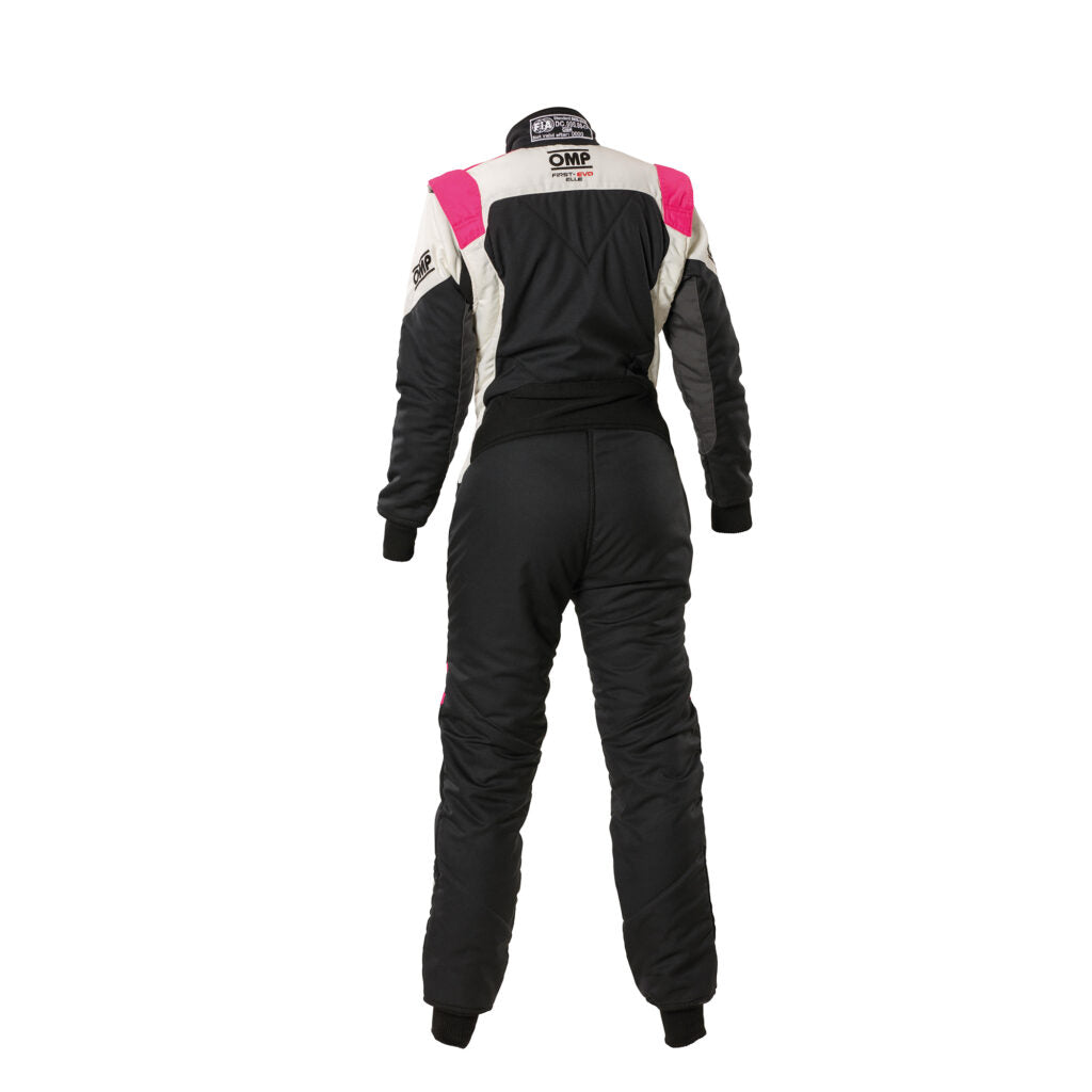 OMP IA0-1874-A02-277-48 Racing Suit First Evo Elle My2025, FIA 8856-2018, Black / Fuchsia, Size 48 Photo-1