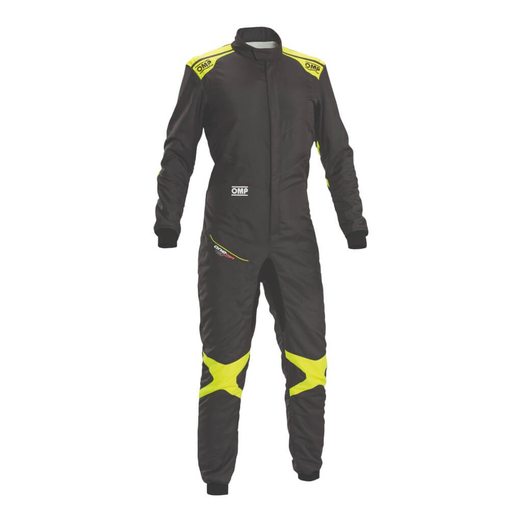 OMP IA0-1879-A01-184-54 Racing Suit One Evo Air, FIA 8856-2018, Iron Grey/Fluo Yellow, Size 54 Photo-0