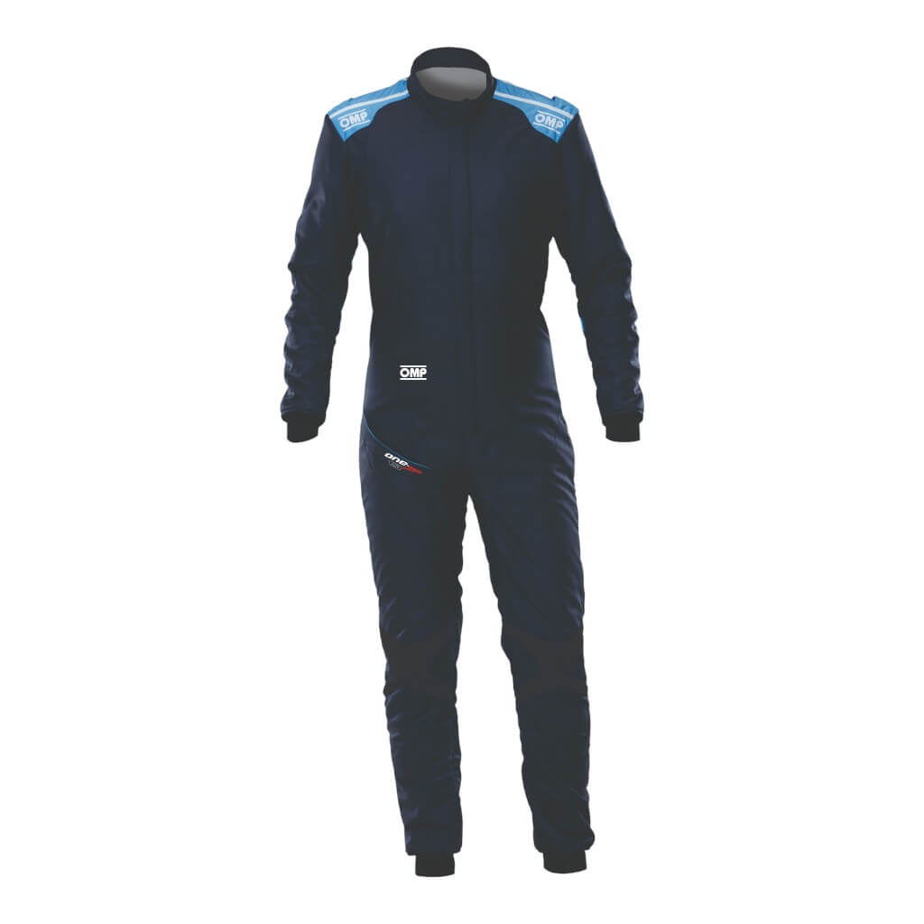 OMP IA0-1879-A01-244-60 Racing Suit One Evo Air, FIA 8856-2018, Navy Blue/Cool Blue, Size 60 Photo-0