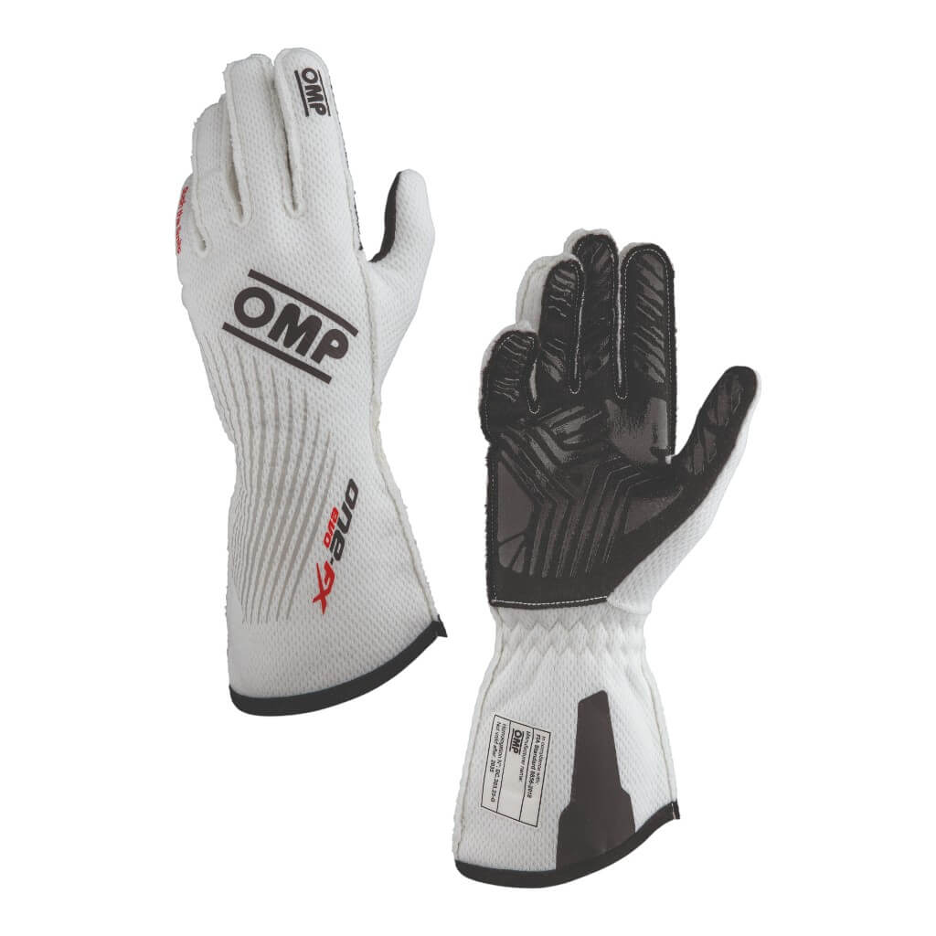 OMP IB0-0773-C01-020-XL Racing Gloves One Evo FX MY2026, FIA 8856-2018, White, Size XL Photo-0