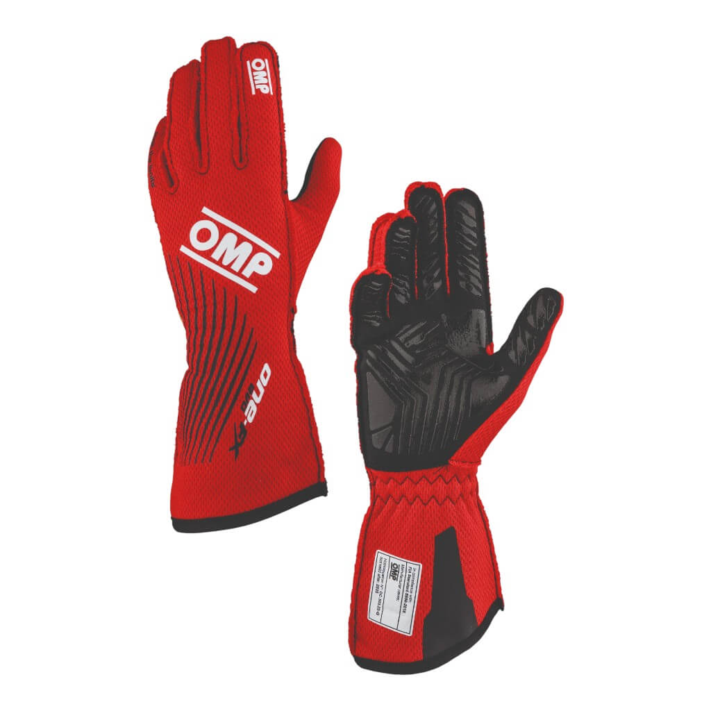 OMP IB0-0773-C01-061-XS Racing Gloves One Evo FX MY2026, FIA 8856-2018, Red, Size XS Photo-0