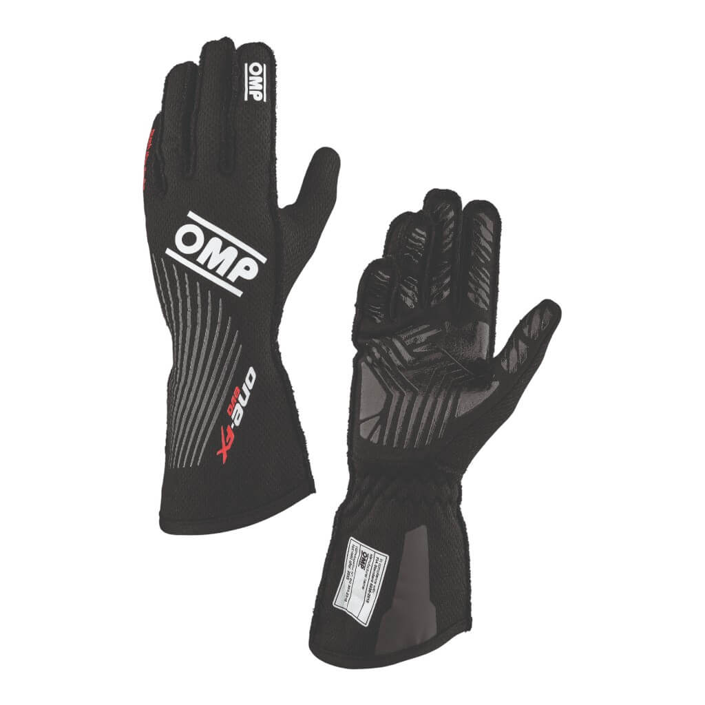 OMP IB0-0773-C01-071-M Racing Gloves One Evo FX MY2026, FIA 8856-2018, Black, Size M Photo-0