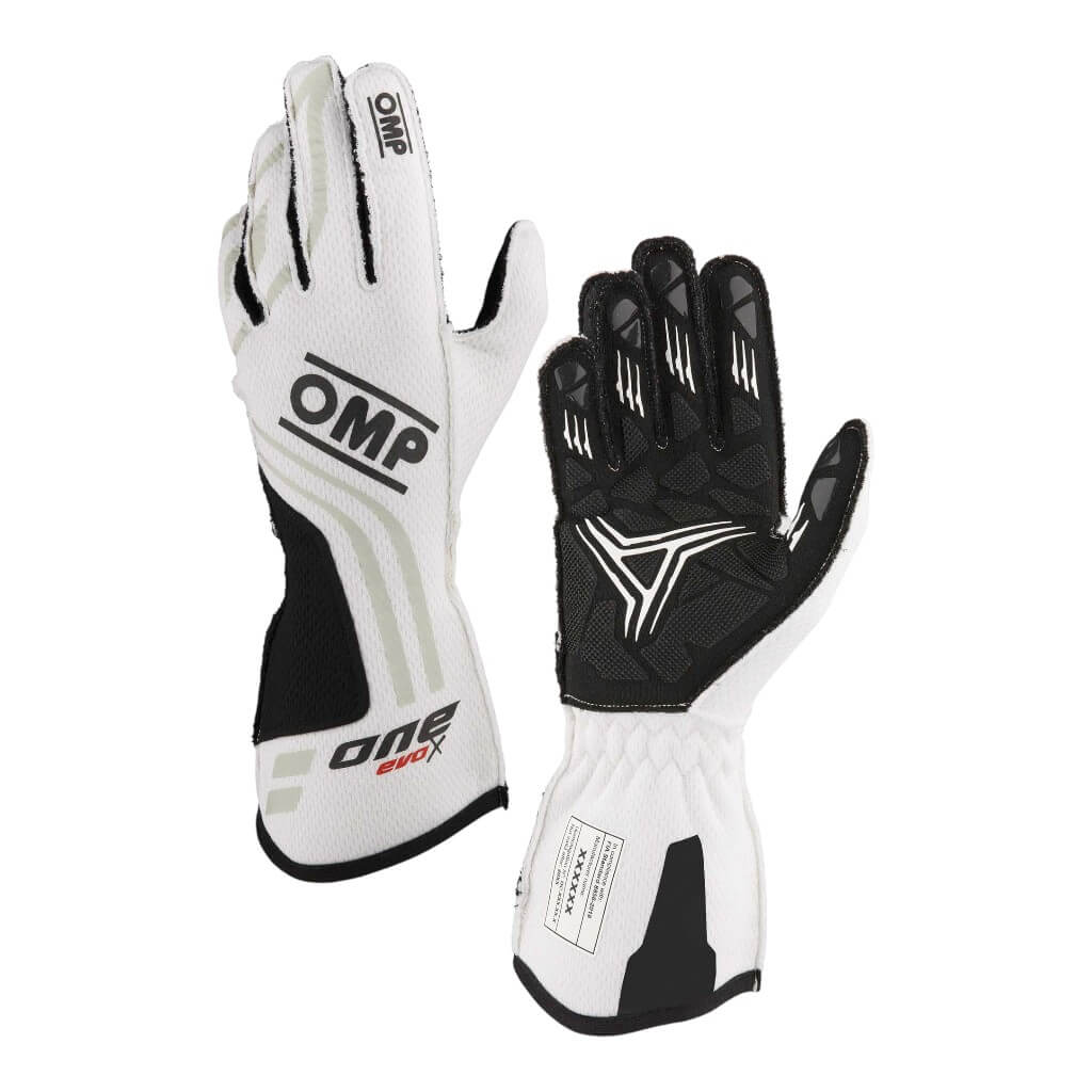 OMP IB0-0775-A01-020-XS Racing Gloves One Evo-X MY24, FIA 8856-2018, White, Size XS Photo-0