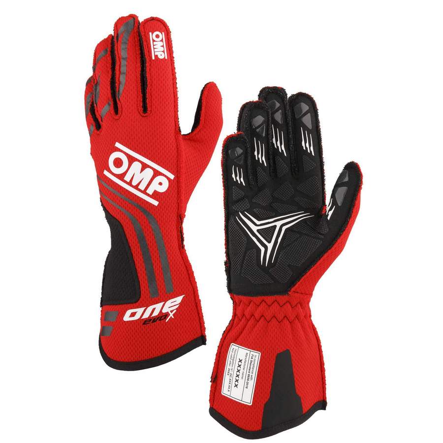 OMP IB0-0775-A01-061-S Racing Gloves One Evo-X MY24, FIA 8856-2018, Red, Size S Photo-0