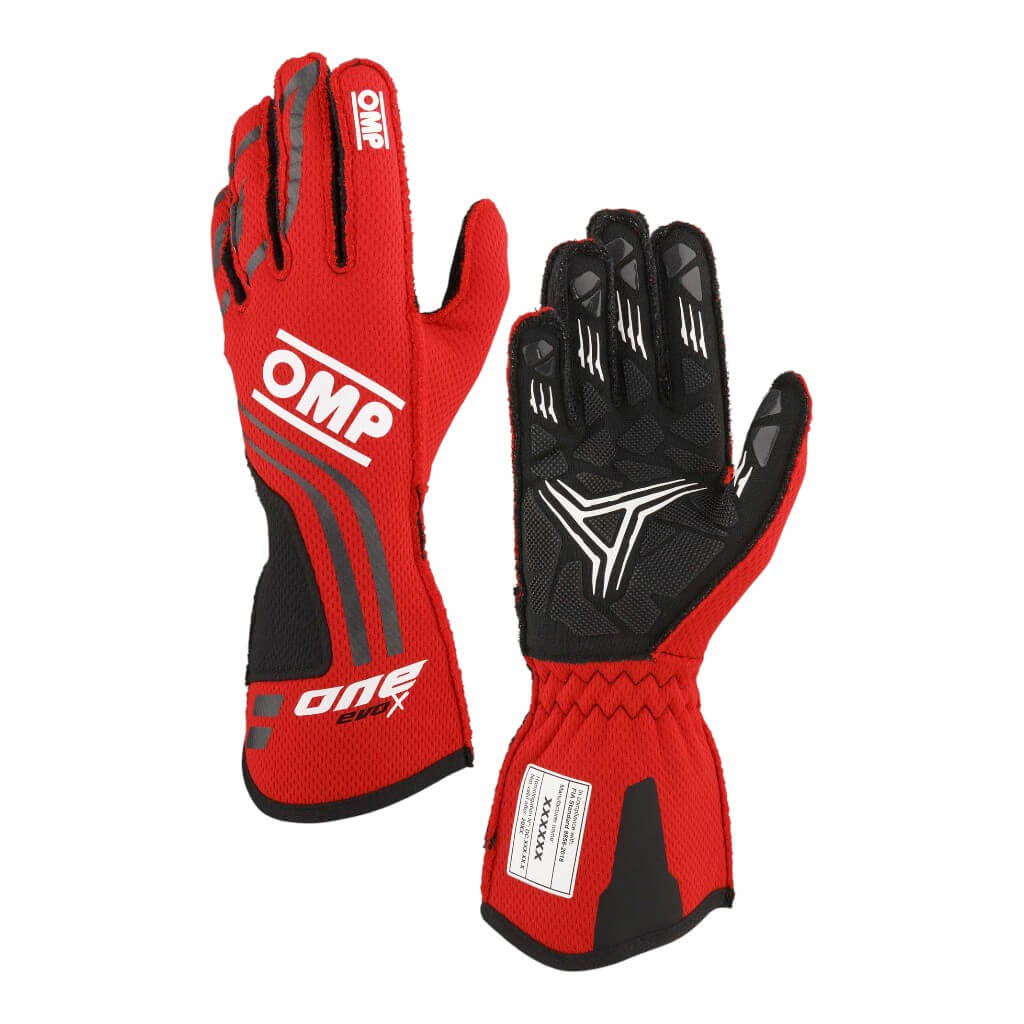 OMP IB0-0775-A01-061-L Racing Gloves One Evo-X MY24, FIA 8856-2018, Red, Size L Photo-0