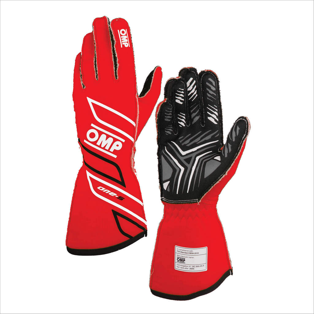 OMP IB0-0778-A01-061-XS Racing Gloves One-S My2025, FIA 8856-2018, Red, Size XS Photo-0