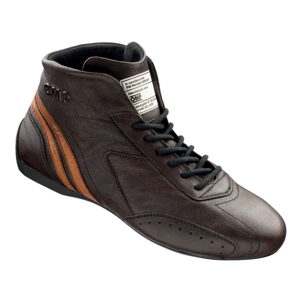 OMP IC0-0784-B01-014-42 Racing Shoes Carrera Low MY2021, FIA 8856-2018, Dark Brown, Size 42 Photo-0