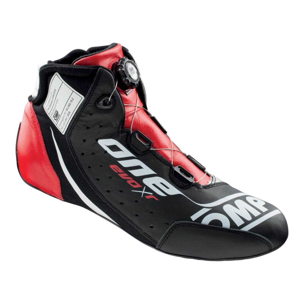 OMP IC0-0805-B01-172-39 Racing Shoes One Evo X R, FIA 8856-2018, Black / Silver / Red, Size 39 Photo-0