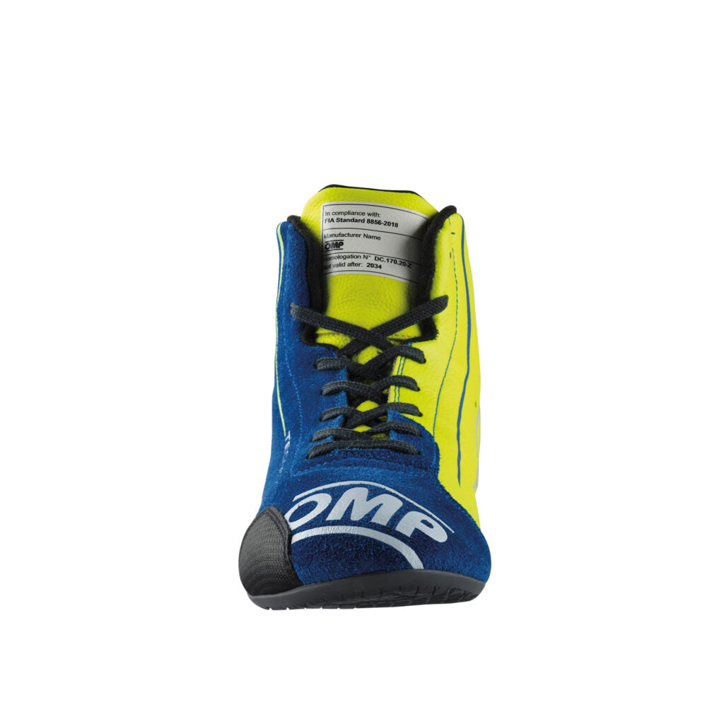 OMP IC0-0836-A01-044-41 Racing Shoes Tecnica My2025, FIA 8856-2018, Blue / Yellow, Size 41 Photo-2
