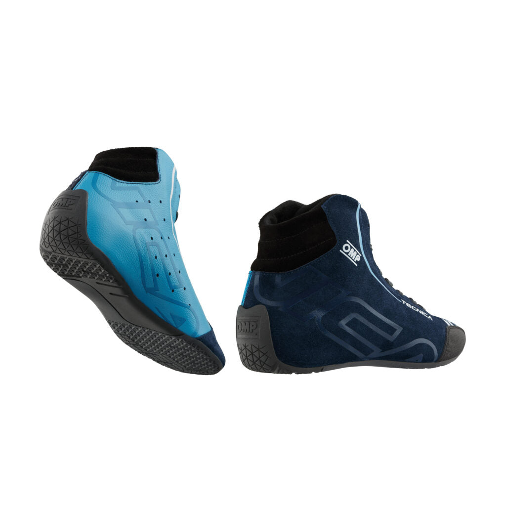 OMP IC0-0836-A01-244-43 Racing Shoes Tecnica My2025, FIA 8856-2018, Navy Blue / Cyan, Size 43 Photo-1