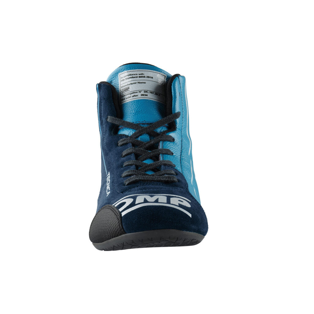 OMP IC0-0836-A01-244-40 Racing Shoes Tecnica My2025, FIA 8856-2018, Navy Blue / Cyan, Size 40 Photo-2