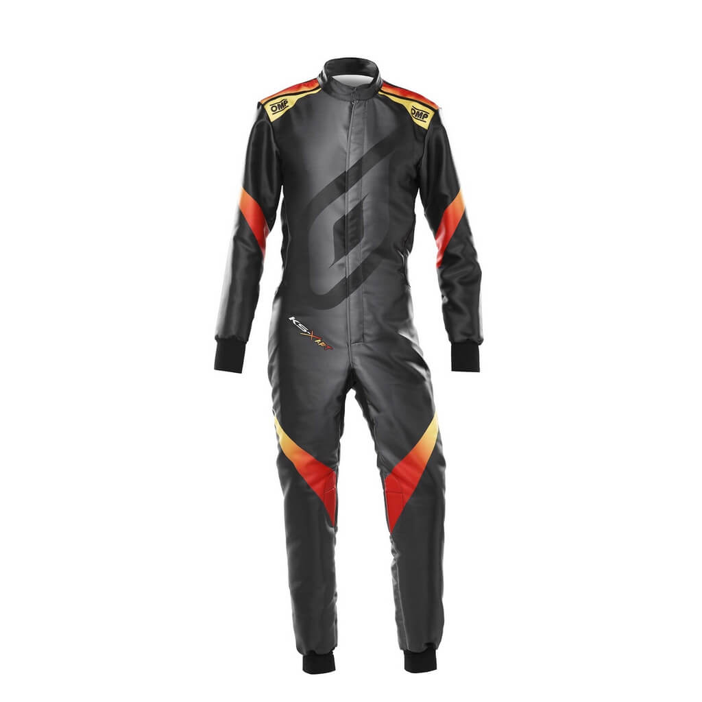 OMP KA0-1731-AK1-378-160 Karting Suit KS-X ART (for Kids), FIA 8877-2022, Black / Yellow / Red, Size 160 Photo-0