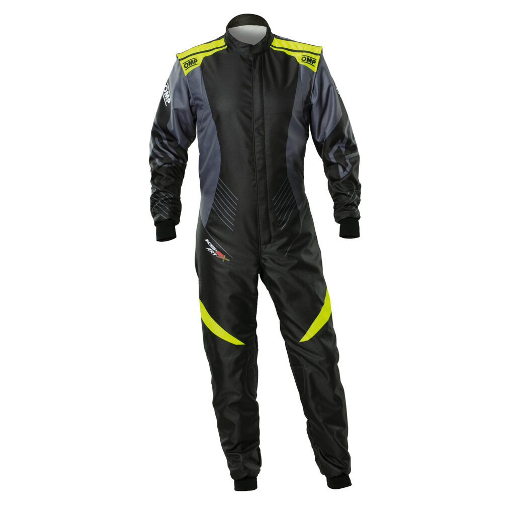 OMP KA0-1732-AK1-178-160 Karting Suit KS-2X Art for Kids, FIA 8877-2022, Black / Fluo Yellow, Size 160 Photo-0