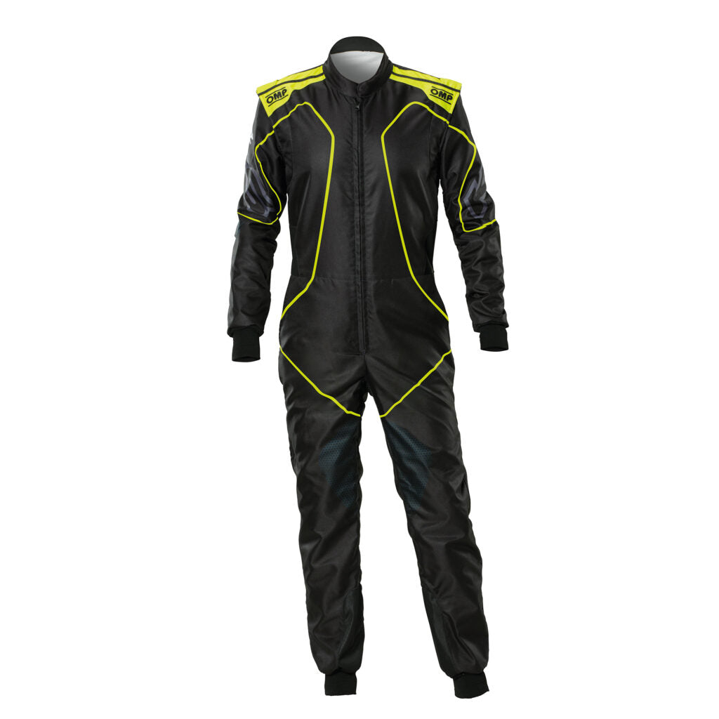 OMP KA0-1733-A02-178-48 Karting Suit KS-3X Art Style2, FIA 8877-2022 Black / F. Yellow, Size 48 Photo-0