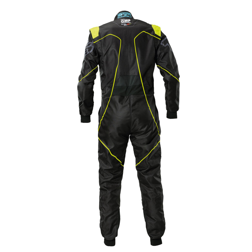 OMP KA0-1733-A02-178-62 Karting Suit KS-3X Art Style2, FIA 8877-2022 Black / F. Yellow, Size 62 Photo-1