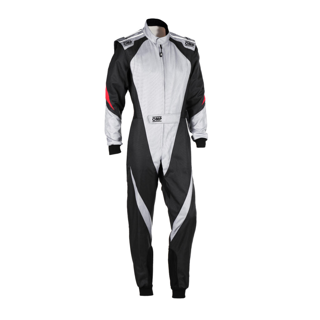 OMP KA0-1734-AK1-089-120 Karting Suit KS-3X for Kids, FIA 8877-2022, Gray / Black, Size 120 Photo-0