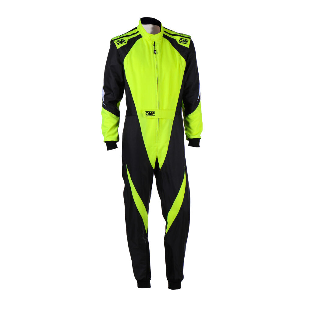 OMP KA0-1734-AK1-178-160 Karting Suit KS-3X for Kids, FIA 8877-2022, Black / Fluo Yellow, Size 160 Photo-0
