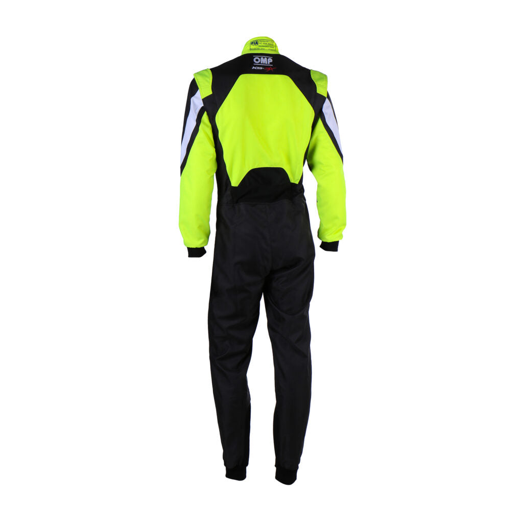 OMP KA0-1734-AK1-178-160 Karting Suit KS-3X for Kids, FIA 8877-2022, Black / Fluo Yellow, Size 160 Photo-1