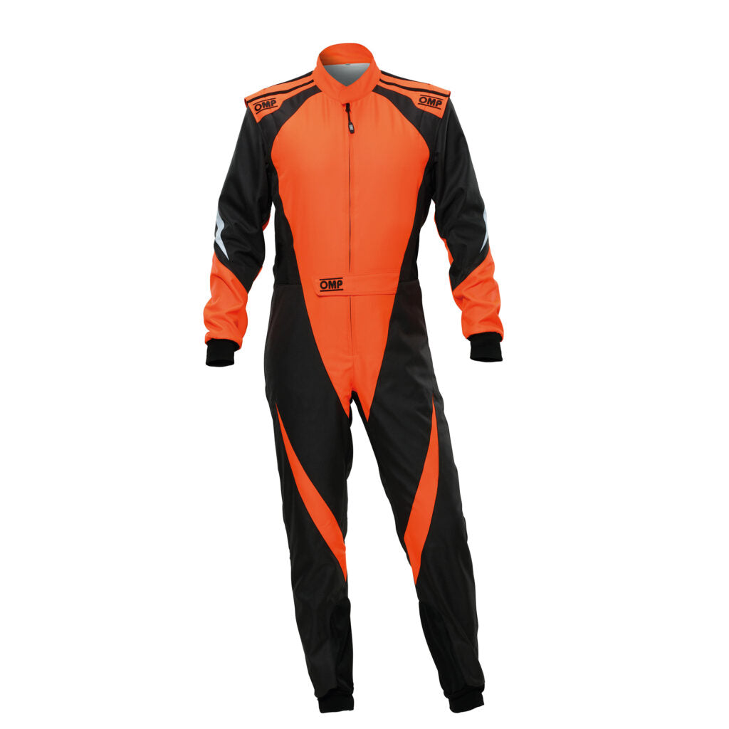 OMP KA0-1734-AK1-179-120 Karting Suit KS-3X for Kids, FIA 8877-2022, Black / Fluo Orange, Size 120 Photo-0