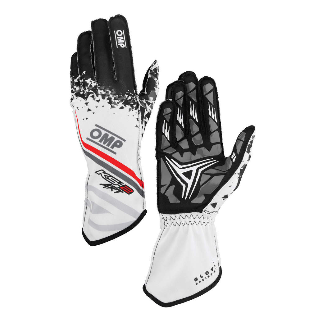OMP KB0-2755-A01-120-M Karting Gloves KS-2 Art My2025, White / Black / Red, Size M Photo-0