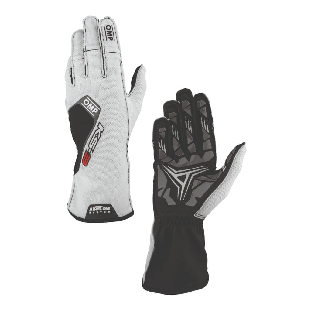 OMP KB0-2756-A01-129-005 Child Kart Gloves KS-3 MY2026, White/Black, Size 5 Photo-0