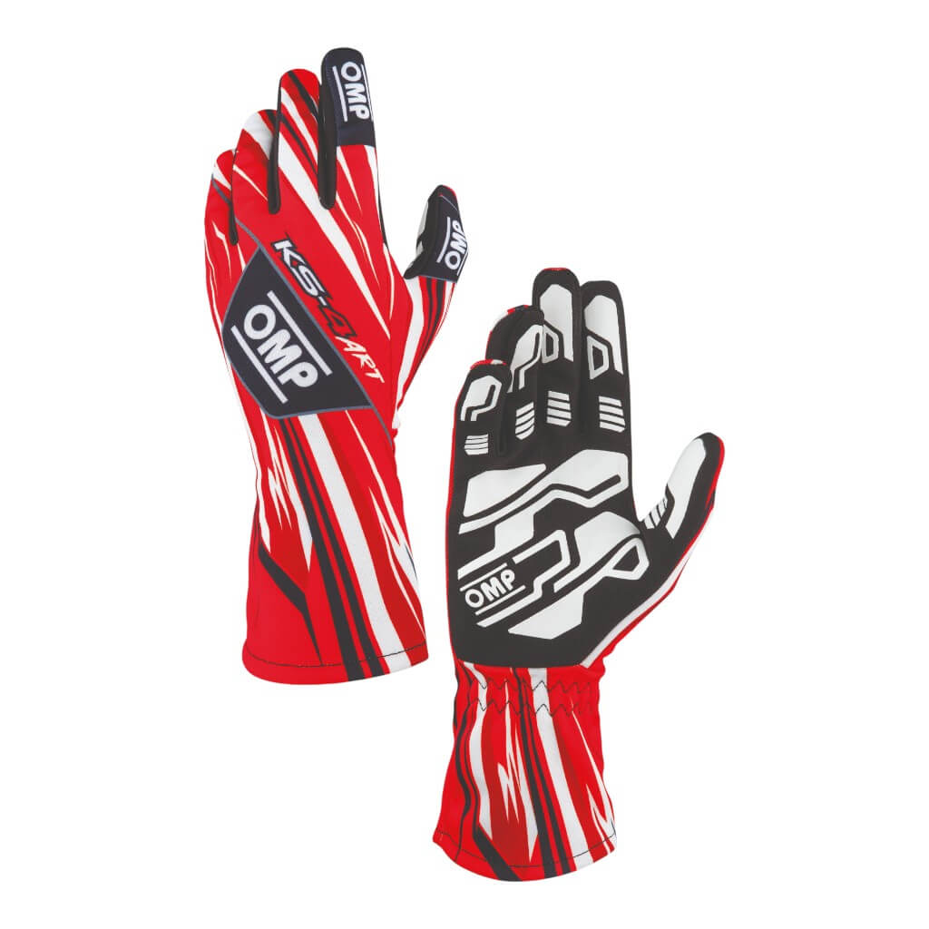 OMP KB0-2757-A01-063-XS Kart Gloves KS-4 Art, Red/White, Size XS Photo-0