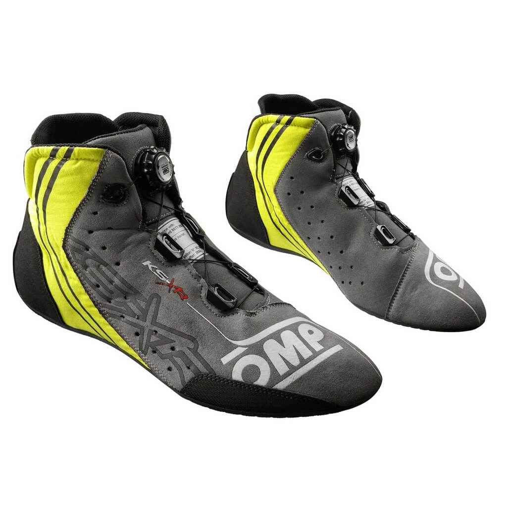 OMP KC0-0834-A01-370-38 Karting Shoes KS-X, FIA 8877-2022, Black / Grey / Fluo Yellow, Size 38 Photo-0