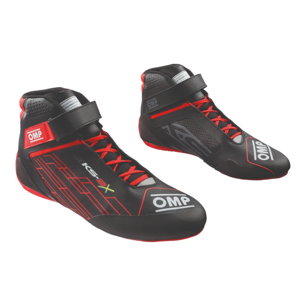 OMP KC0-0839-A01-073-47 Kart Shoes KS-2X, FIA 8877-2022, Black/Red, Size 47 Photo-0