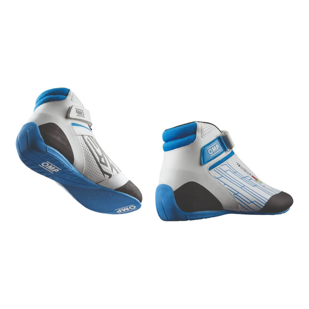 OMP KC0-0839-AK1-124-33 Child Kart Shoes KS-2X, FIA 8877-2022, White/Cyan, Size 33 Photo-1