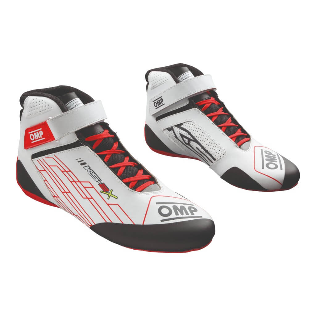 OMP KC0-0839-A01-220-42 Kart Shoes KS-2X, FIA 8877-2022, White/Red, Size 42 Photo-0