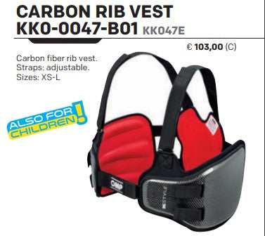 OMP KK0-0047-B01-007-M (KK047E007M) Rib protection (karting) K-STYLE, carbon, size M Photo-0