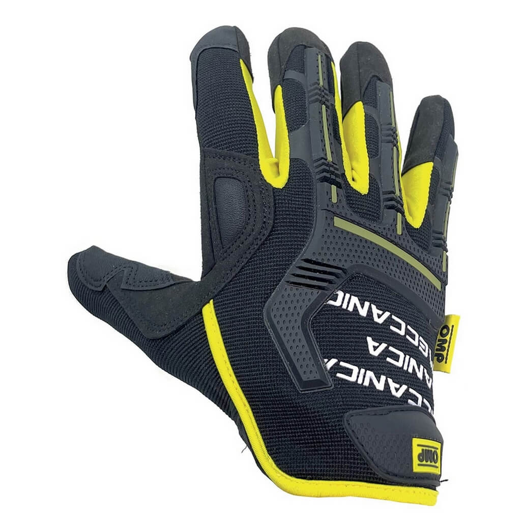 OMP OMPS19110419 Mechanic Gloves, Black/Yellow, Size S Photo-0