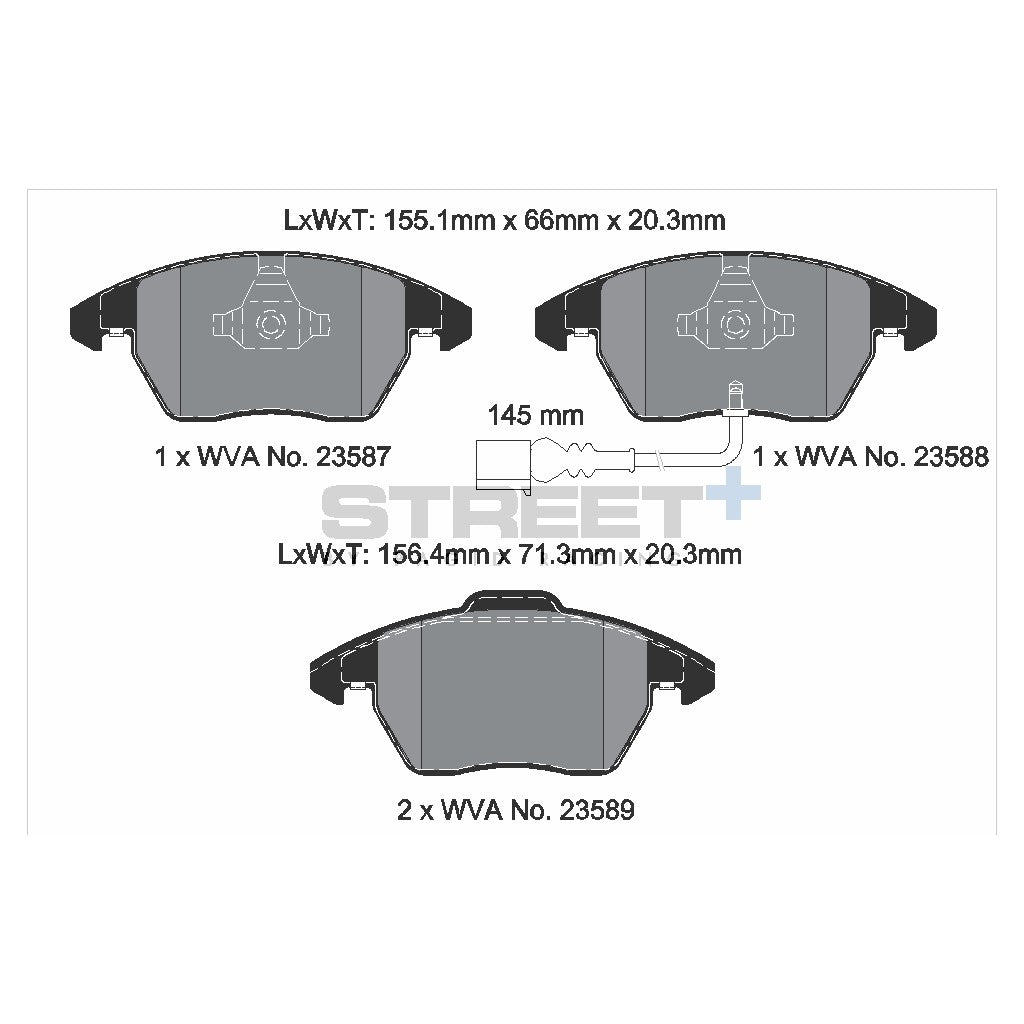 PAGID T8033SP2001 Front brake pads STREET+ for AUDI A1 / AUDI A3 (8Px) / SEAT Leon (1P1) / SKODA Octavia II Photo-1
