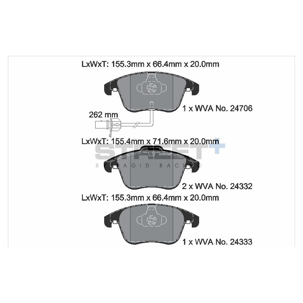 PAGID T8090SP2001 Front Brake Pads for STREET+ for AUDI A4 B8 / AUDI A5 (8T3, 8F7) Photo-1