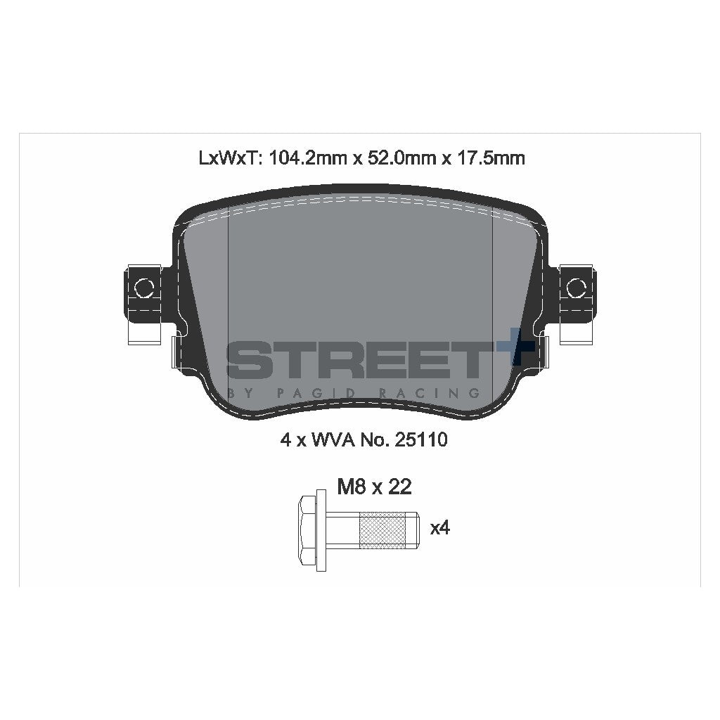 PAGID T8108SP2001 Rear brake pads STREET+ for AUDI A1 (8Xx) / SKODA Octavia III / VW Passat B7 Photo-1