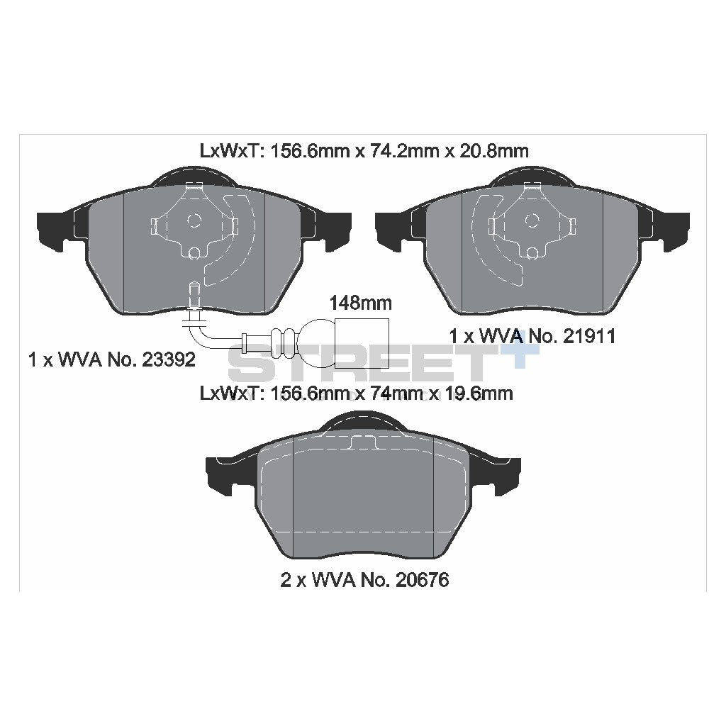 PAGID T8173SP2001 Front Brake Pads for STREET+ for AUDI A3 (8L1) / TT (8N3 / 8N9) / Seat Leon (1M1) / Ibiza (6L1) Photo-1