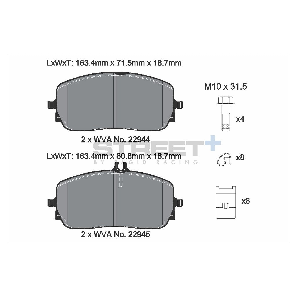PAGID T8212SP2001 Front Brake Pads STREET+ for MERCEDES-BENZ A-Class (W177) / GLA (H247) / CLA (C118) / GLE (V167) Photo-1
