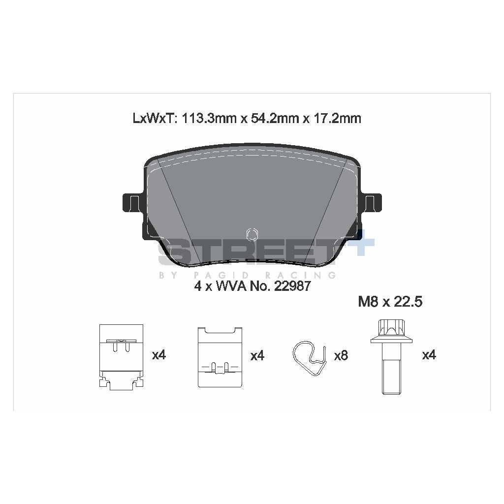 PAGID T8213SP2001 Rear Brake Pads for STREET+ for MERCEDES-BENZ A-Class (W177) / GLA (H247) / CLA (C118) / GLB (X247) Photo-1