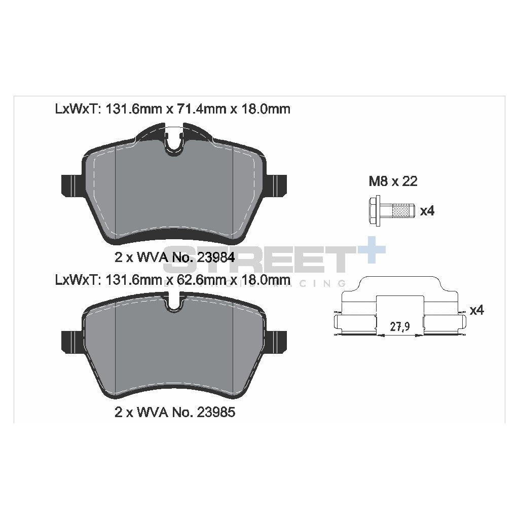 PAGID T8303SP2001 Front Brake Pads for STREET+ for MINI Cooper S (R58/R59) Photo-1