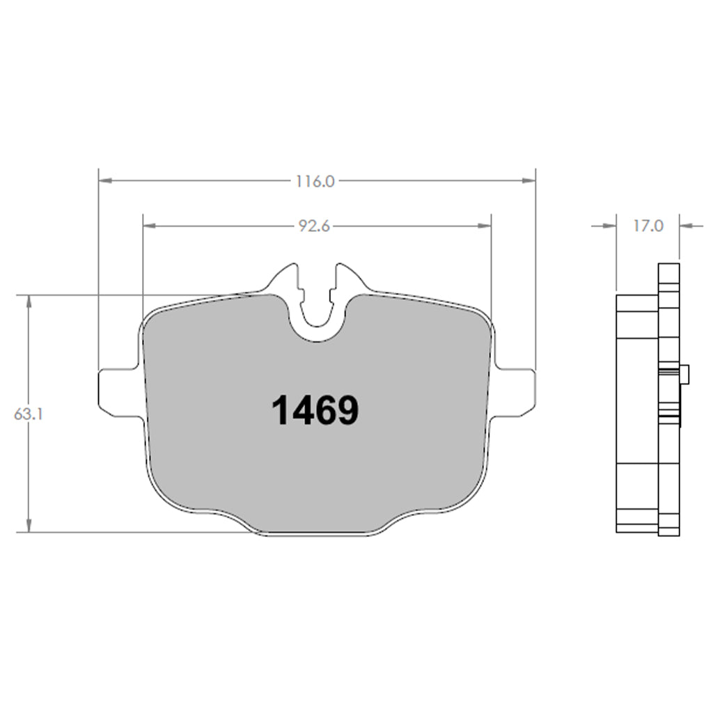 PFC 1469.332.17.44 Rear Brake Pads for BMW M2 (G87) / M3 (G80) / M4 (G82) / X3M (F97) / X4M (F98) (332 Compound, 17 mm) Photo-1