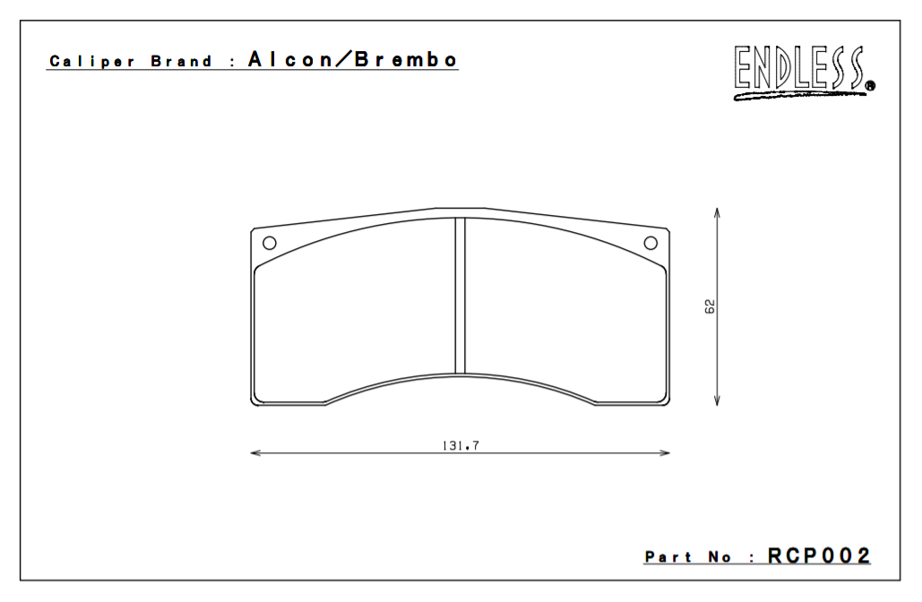 ENDLESS RCP002MX72 Brake pads 25mm 4-Piston Brembo caliper XA6.H7.11/14, XA8.30.11 Photo-0
