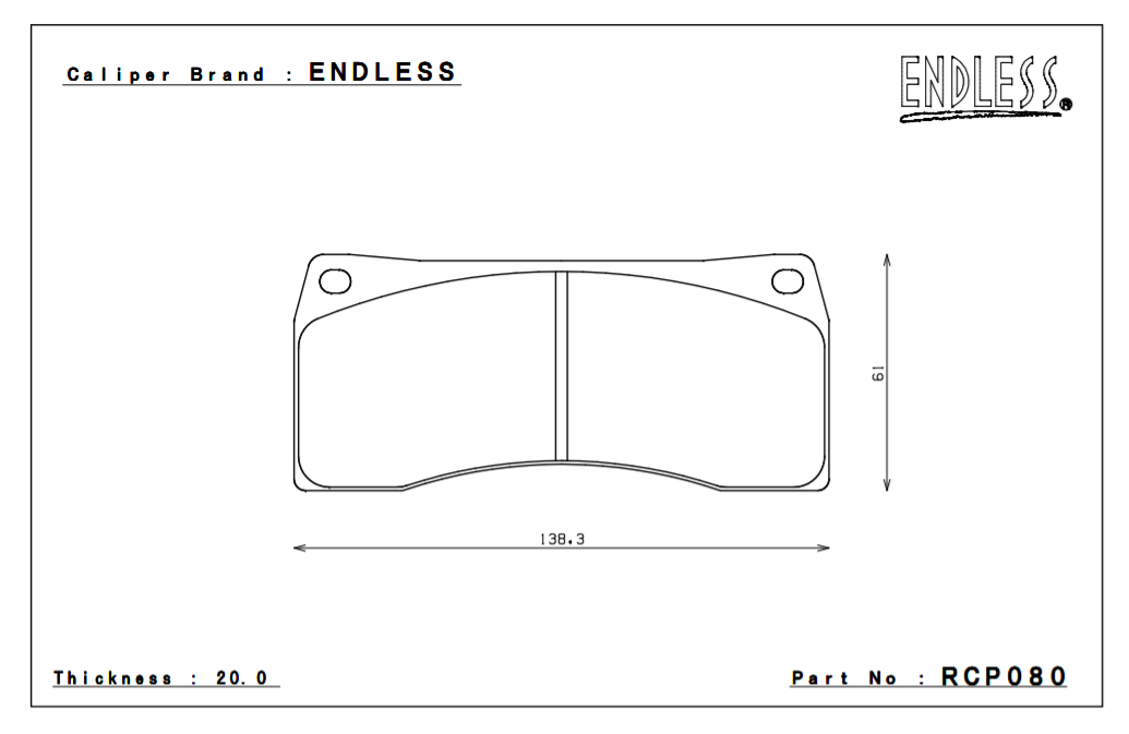 ENDLESS RCP080MA45B Brake pads 20mm 6-Piston Endless caliper EC605N Photo-0