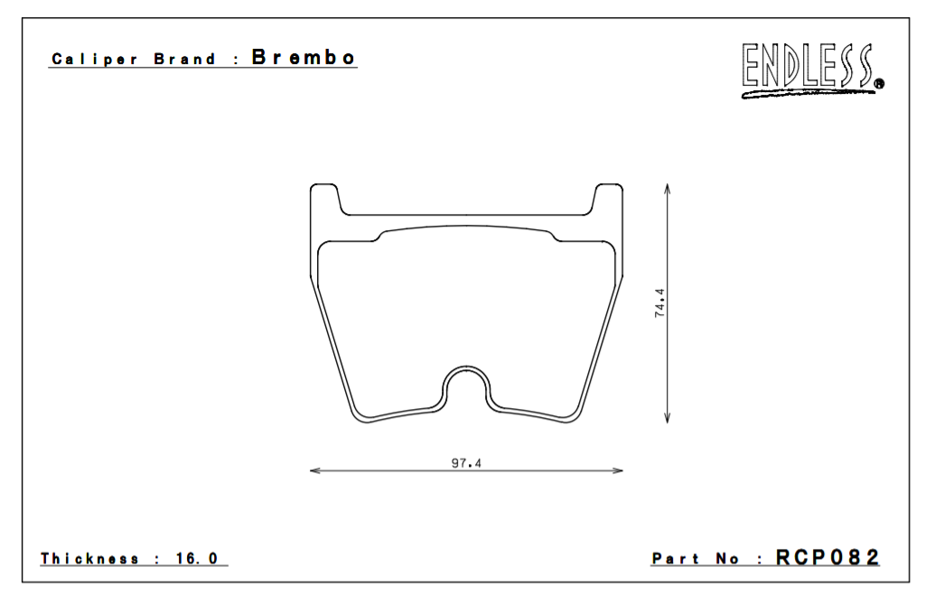 ENDLESS RCP082ME20 Brake pads 16mm Brembo caliper Photo-0