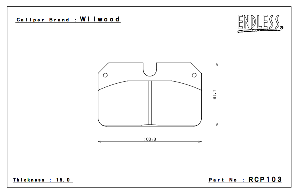ENDLESS RCP103MX72 Brake pads 15mm 4-Piston Wilwood caliper Photo-0