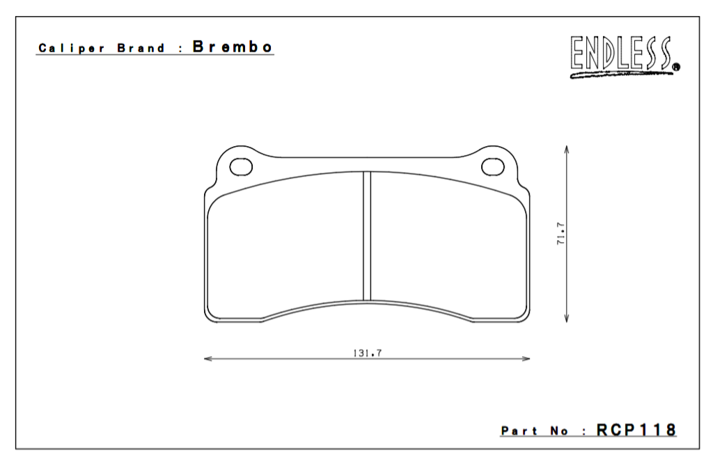 ENDLESS RCP118CCRg Brake pads rear NISSAN GT-R R35 (17.5mm) Photo-0