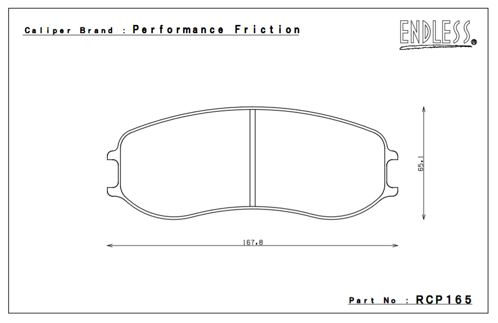 ENDLESS RCP165N05S Front brake pads for PORSCHE Cayman GT4 CS/991 CUP PFCs 28mm Photo-0