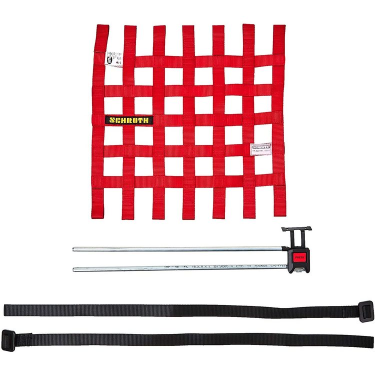 SCHROTH 09045-2 Left Window Net 525 mm x 467 mm (20.7 “x 18.4“) Red SFI/FIA Photo-0